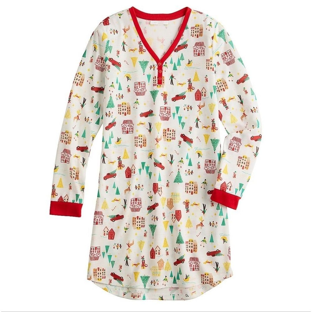 LC Lauren Conrad Jammies For Your Families Holiday Village Nightgown Size XS